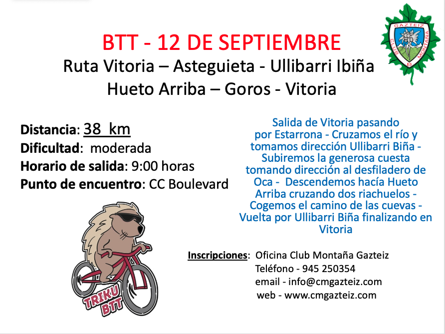Foto Ruta: Vitoria – Asteguieta - Ullibarri Biña - Hueto Arriba - Goros - Vitoria 38 km moderado
